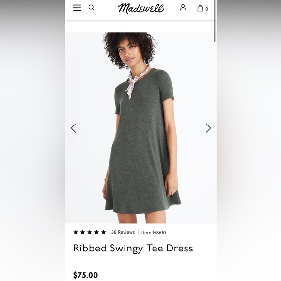 madewell ribbed swingy tee dress Madewell Ribbed Swingy Tee Dress Size Large